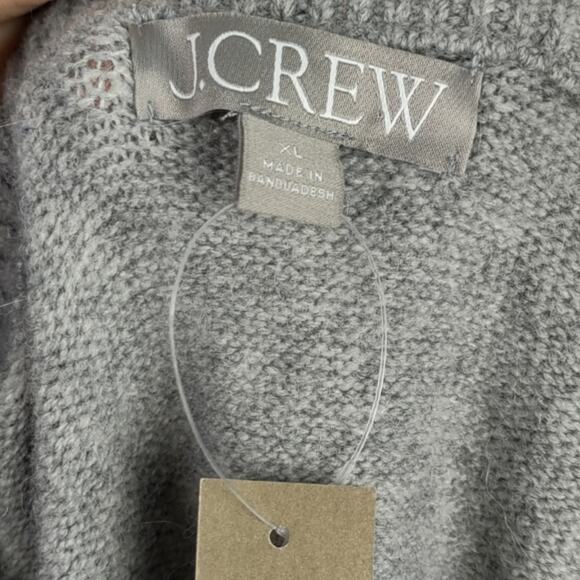 J Crew Chunky Crewneck Cropped Sweater Supersoft Yarn Gray Merino Wool Blend XL - Picture 6 of 16